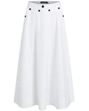 KARL LAGERFELD Jupe Mi-Longue Boutonnée - White