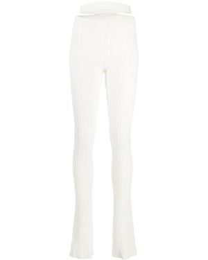 ANDREADAMO Cut-Out Waist Ribbed Trousers - White