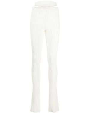 ANDREADAMO Cut-Out Waist Ribbed Trousers - White