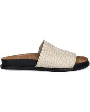 Vagabond Shoemakers Effie Geweven Leren Slippers - Wit