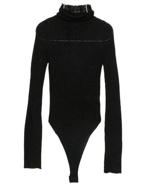 Haikure Margie Cable-Knit Bodysuit - Black