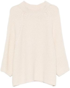 EMERSON RENALDI Ribbed-Knit Batwing-Sleeve Top - White