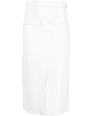 MSGM Faux-Leather Midi Skirt - White
