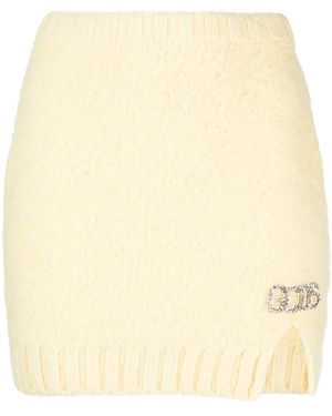 Gcds Hairy Logo-Plaque Miniskirt - Natural