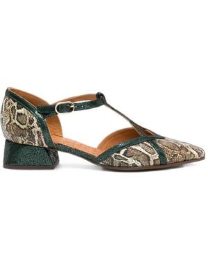 Chie Mihara Hidrow Snake-Print Leather Heeled Court Shoes - Natural