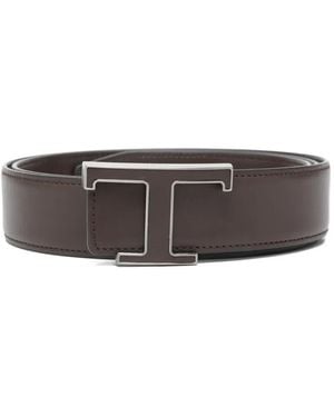Tod's Ceinture À Plaque Logo - Gray