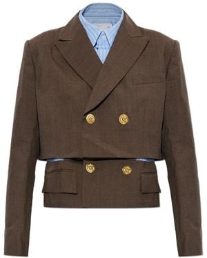 Sacai Blazer Doppiopetto - Marrone