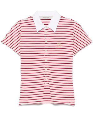 Golden Goose Natalia Slim Fit Striped Cotton Polo Shirt - Red
