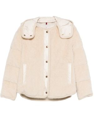 Moncler Button Hooded Parka - Natural
