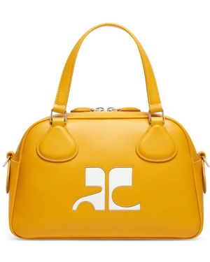 Courreges Reedition Leather Bowling Bag - Yellow
