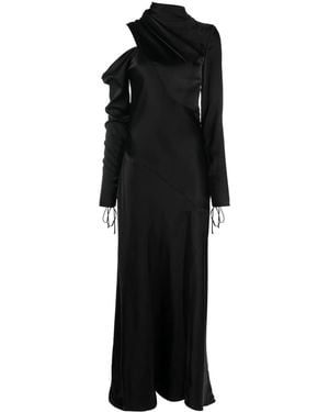 V:PM ATELIER Satin-Finish Drape-Detail Gown - Black