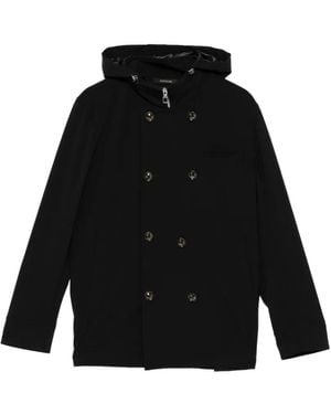 Montecore Double-Breasted Hooded Jacket - Black