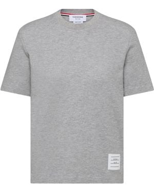 Thom Browne T-Shirt Con Dettaglio A 4 Righe - Grigio