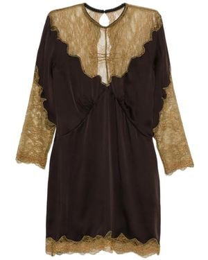 The Attico Lace-Trim Mini Dress - Black