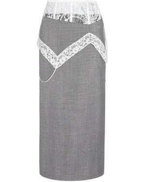 SEEN USERS Trousseau Lace-Trim Midi Skirt - Grey