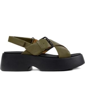 Camper Tasha Buckle-Strap Sandals - Green