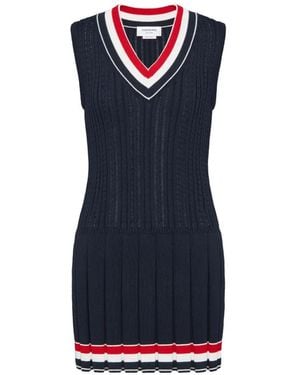 Thom Browne Striped Cable Mini Dress - Blue