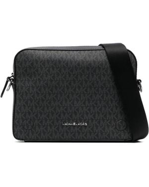 Michael Kors Dual Monogram Leather Crossbody - Black
