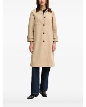 Pedro Del Hierro Madrid Corduroy-Collar Trench Coat - Natural