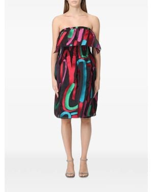 Emporio Armani Abstract-Pattern Bustier Mini Dress - Red