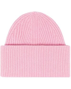 Laneus Ribbed-Knit Beanie Hat - Pink