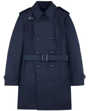 Fay Belted Double-Breasted Coat - Blue