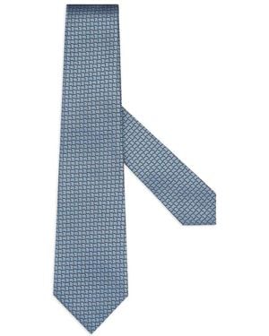 ZEGNA Geometrisch Gemusterte Seidenkrawatte - Blau