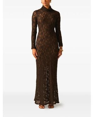 JBQ Winston Lace High-Neck Dress - Brown