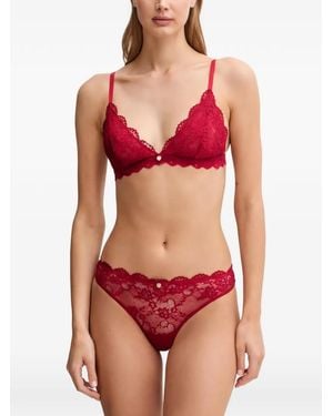 Guess Set De Tanga Con Encaje Floral - Rojo