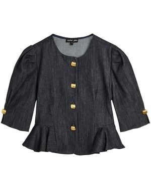 Sister Jane Curio Peplum Stretch- Blouse - Blue