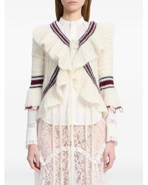 Ann Demeulemeester Cardigan En Maille Torsadée À Bords Volantés - Neutre