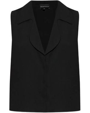 Emporio Armani Chaleco Con Cuello En V - Negro