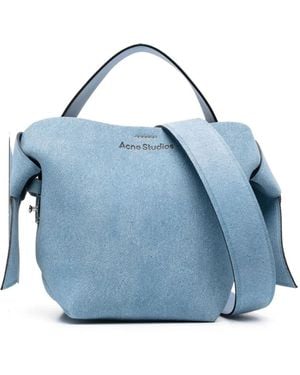 Acne Studios Borsa Tote Denim Con Stampa - Blu
