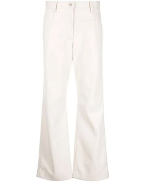 MSGM High-Waisted Faux-Leather Trousers - White