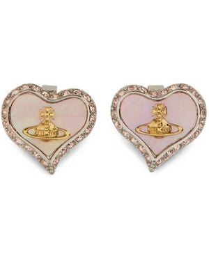 Vivienne Westwood Petra Orb Heart Earrings - Pink