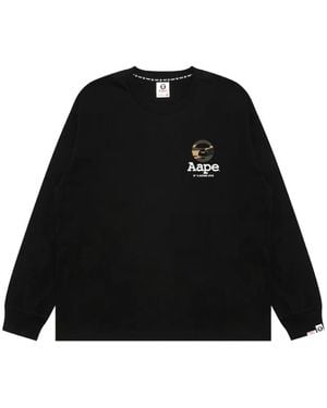 Aape By A Bathing Ape Camouflage-Print Logo-Print Jumper - Black