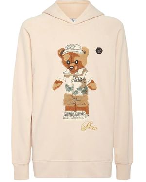 Philipp Plein Teddy Bear-Motif Hoodie - Natural
