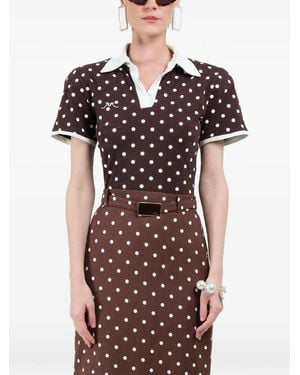 ROWEN ROSE Polka-Dots Short-Sleeves Polo - Black
