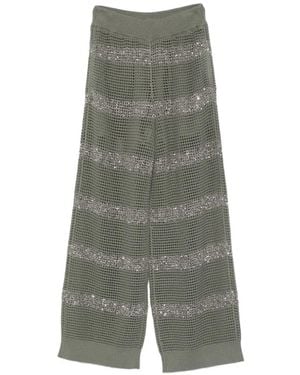 Brunello Cucinelli Sequin Striped Pants - Gray