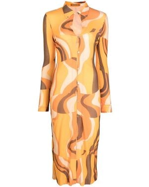 Rejina Pyo Sana Abstract-Pattern Shirt Dress - Orange