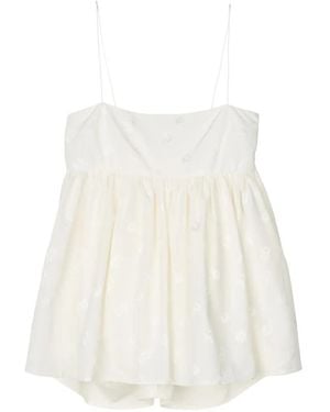 Cecilie Bahnsen Blusa Veronica Sin Mangas Con Peplum Y Lazo - Blanco