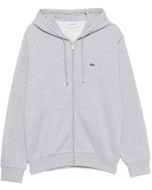 Lacoste Logo-Patch Zip-Up Hoodie - Grey