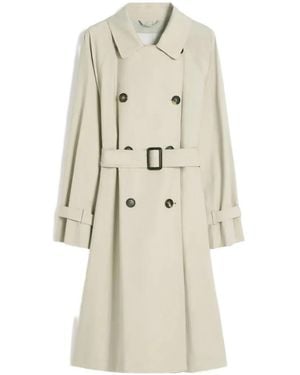 Max Mara Buttoned Belted Raincoat - White