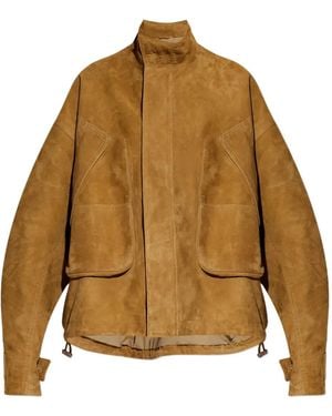 The Attico Side-Pocket Suede Jacket - Brown