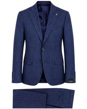 Tagliatore Pinstripe-Pattern Single-Breasted Suit - Blue
