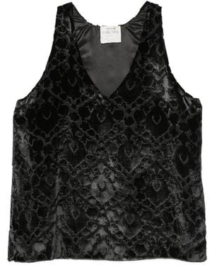 forte_forte Devoré-Effect Sleeveless Top - Black