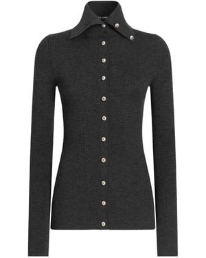 Dolce & Gabbana Ribbed Wool Cardigan - Black