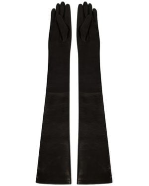 Alberta Ferretti Long-Length Leather Gloves - Black