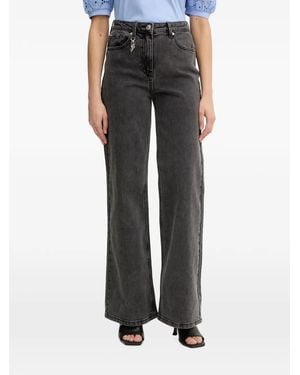 Morgan Bow-Charm Wide-Leg Jeans - Black