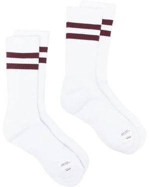 Visvim Set Aus Zwei Paar Gestreiften Achilles-Socken - Weiß
